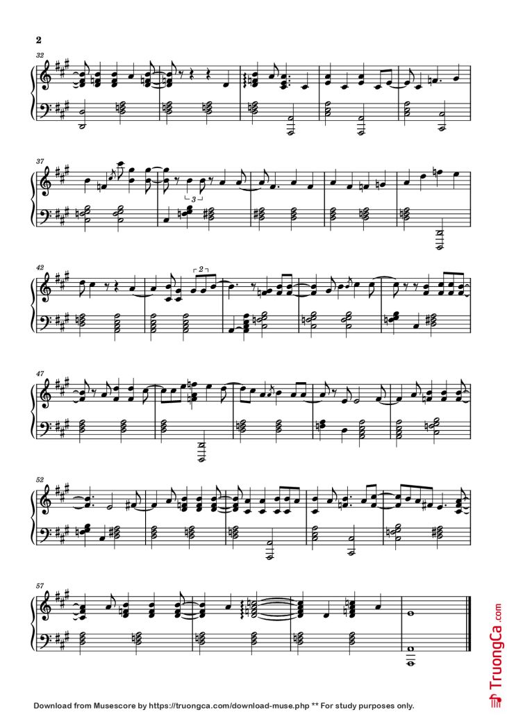 Page 2 of the piano sheet music PDF Piano – my love mine all mine Piano by Mitski