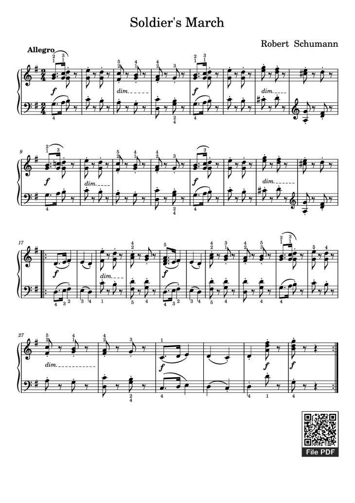 Page 1 of the piano sheet music PDF Piano – Soldier