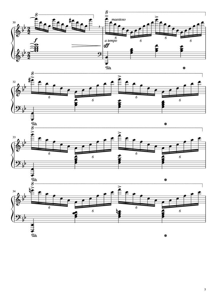 Page 5 of the piano sheet music PDF Piano – Great Fairy Fountain (Piano Etude) by Erik C