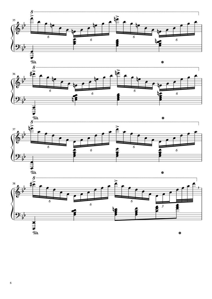 Page 6 of the piano sheet music PDF Piano – Great Fairy Fountain (Piano Etude) by Erik C