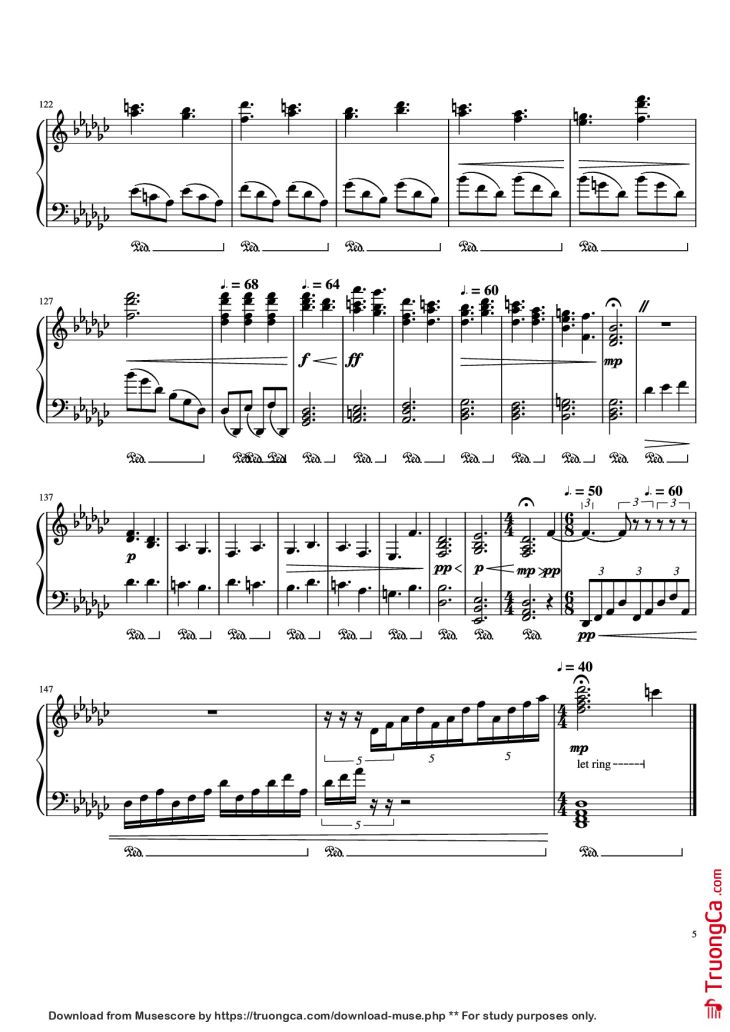 Page 5 of the piano sheet music PDF Piano – PPP Piano by Beach House