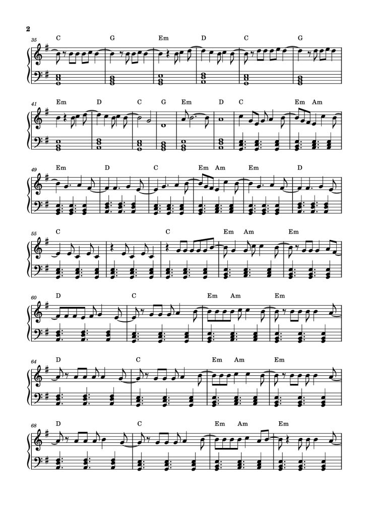Page 2 of the piano sheet music PDF Piano – Another Love Piano by Tom Odel - Macie3k