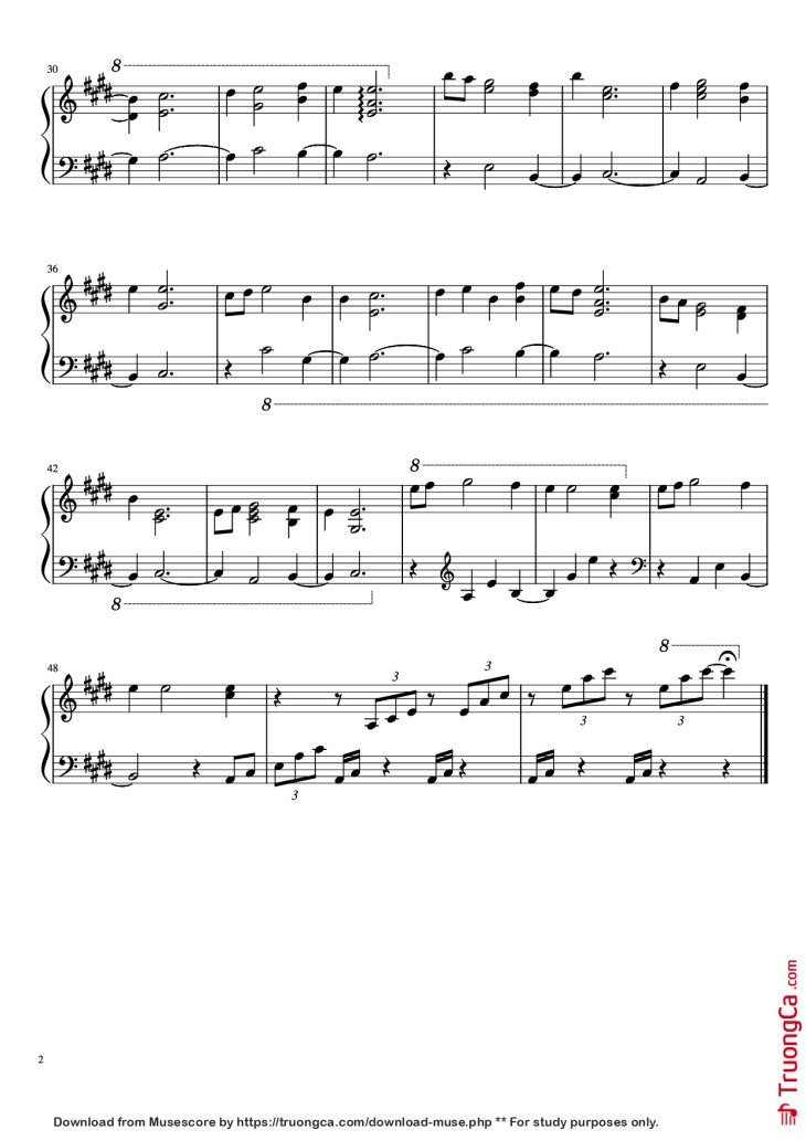 Page 2 of the piano sheet music PDF Piano – Omoide wa Tooku no Hibi Piano by Composer Tenmon Transcribed by Chi-Sze Ooi