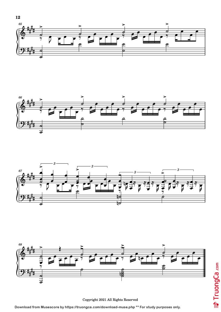 Page 12 of the piano sheet music PDF Piano – good days Piano by Sza - transcribed by yash salvi