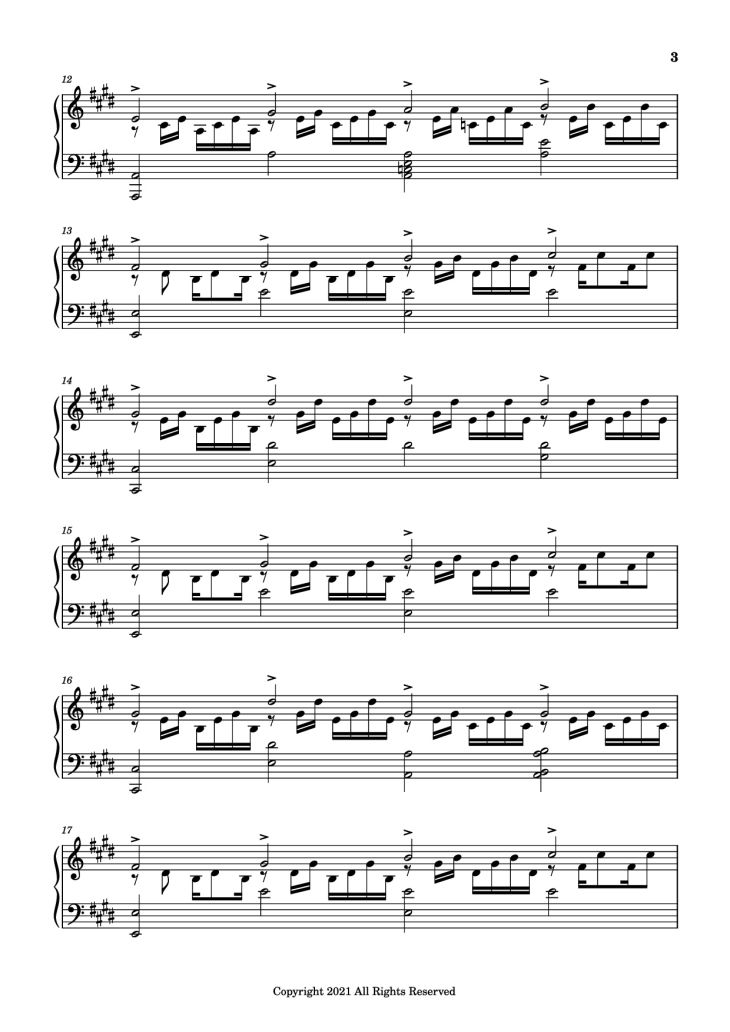 Page 3 of the piano sheet music PDF Piano – good days Piano by Sza - transcribed by yash salvi