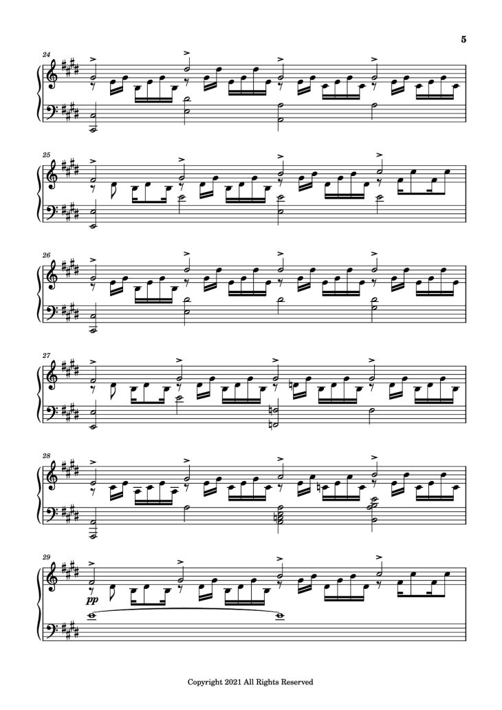 Page 5 of the piano sheet music PDF Piano – good days Piano by Sza - transcribed by yash salvi