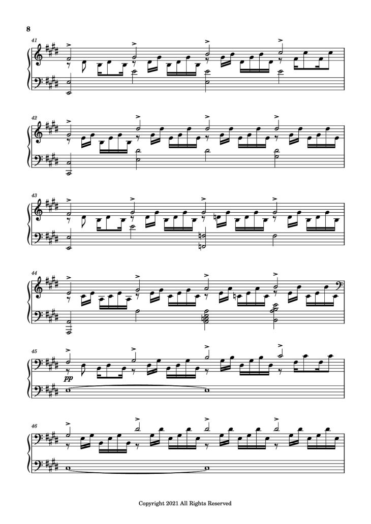 Page 8 of the piano sheet music PDF Piano – good days Piano by Sza - transcribed by yash salvi
