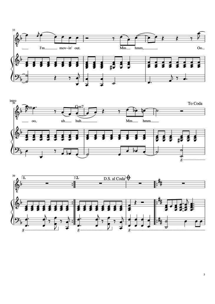 Page 5 of the piano sheet music PDF Piano – Movin