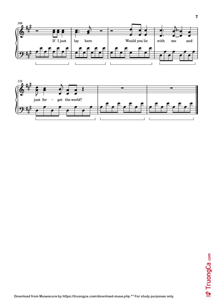 Page 7 of the piano sheet music PDF Piano – Chasing Cars Piano by Snow Patrol