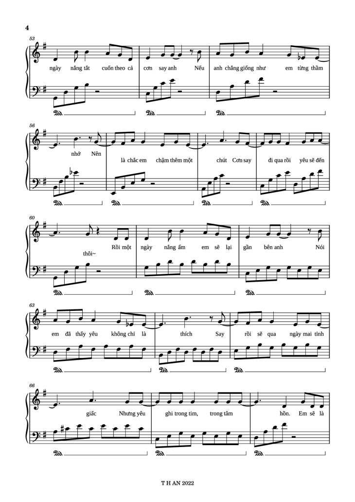 Page 4 of the piano sheet music PDF Piano – Shay Nắnggg Piano by AMEE x OBITO x HỨA KIM TUYỀN