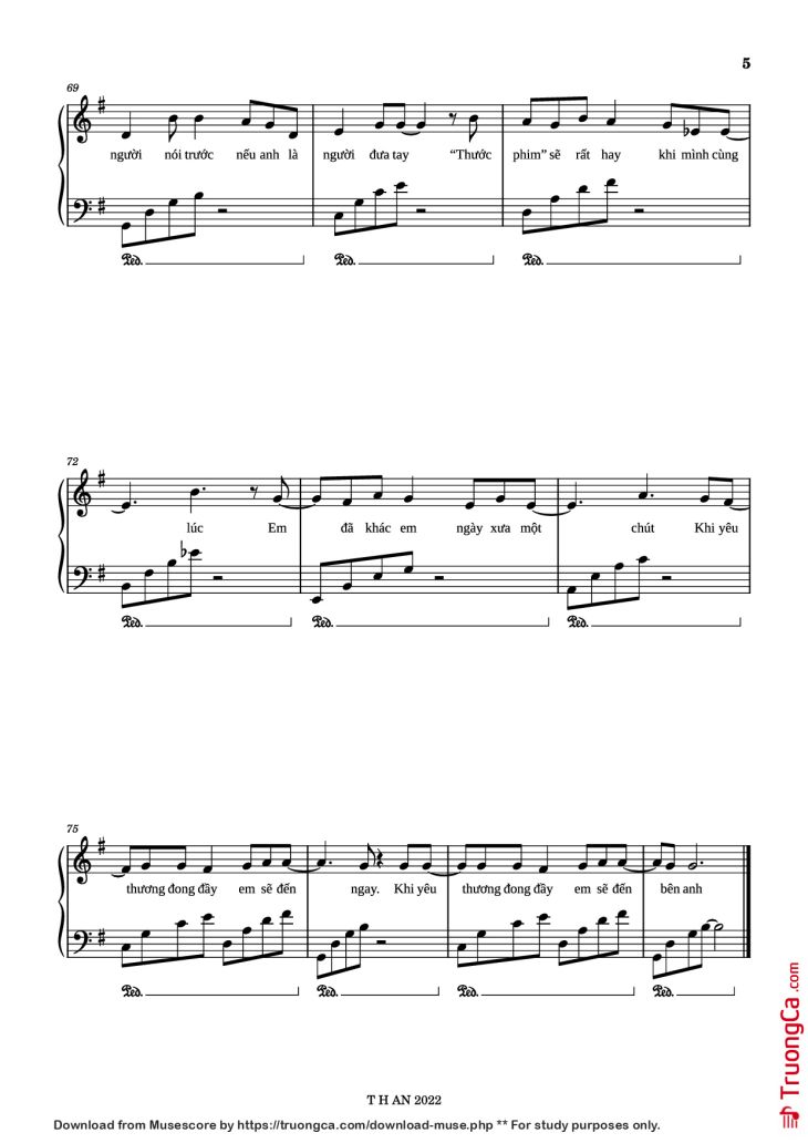 Page 5 of the piano sheet music PDF Piano – Shay Nắnggg Piano by AMEE x OBITO x HỨA KIM TUYỀN