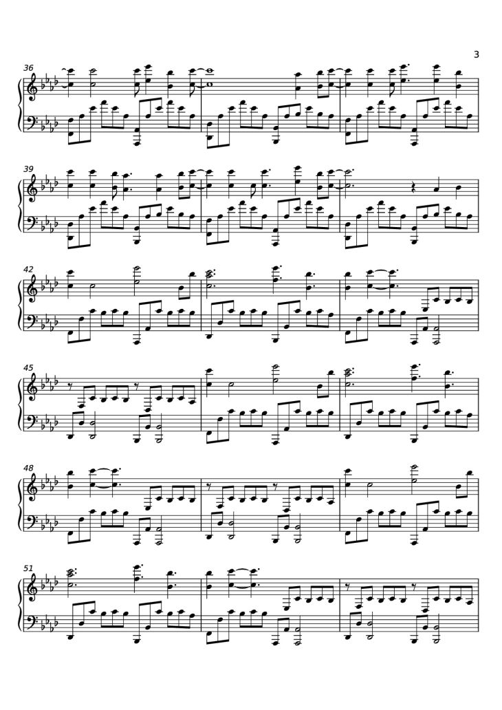 Page 3 of the piano sheet music PDF Piano – September (We Got Fire) Piano by Composed by Sparky Deathcap