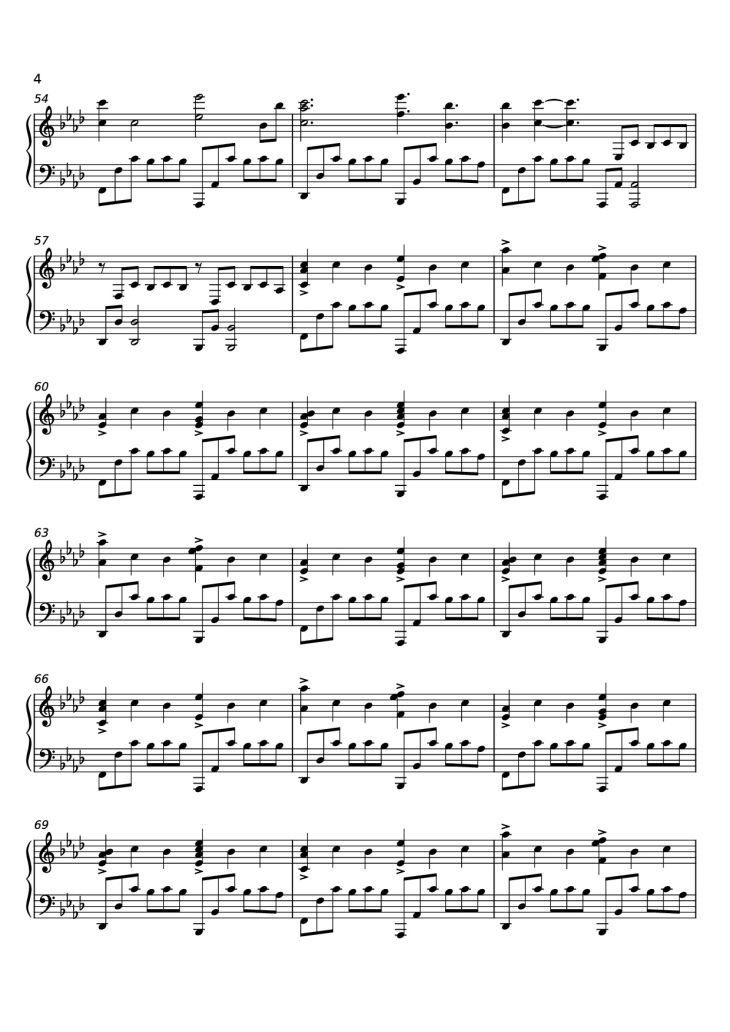 Page 4 of the piano sheet music PDF Piano – September (We Got Fire) Piano by Composed by Sparky Deathcap
