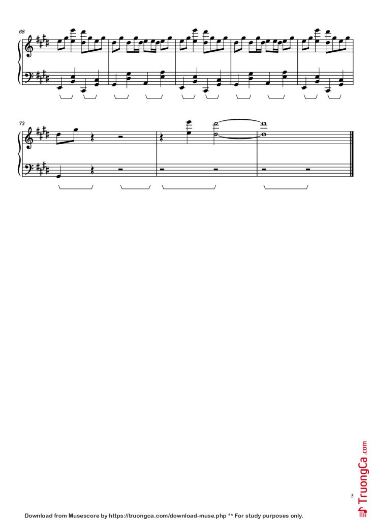 Page 5 of the piano sheet music PDF – Where Is My Mind? Piano by Pixies