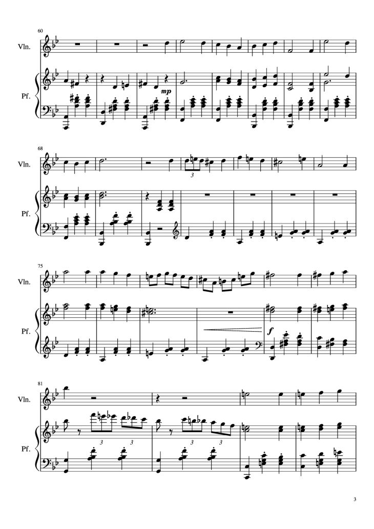 Page 3 of the piano sheet music PDF Piano – Howl