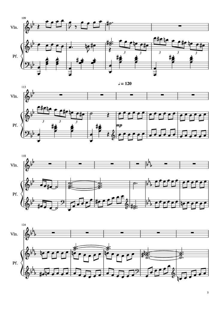 Page 5 of the piano sheet music PDF Piano – Howl