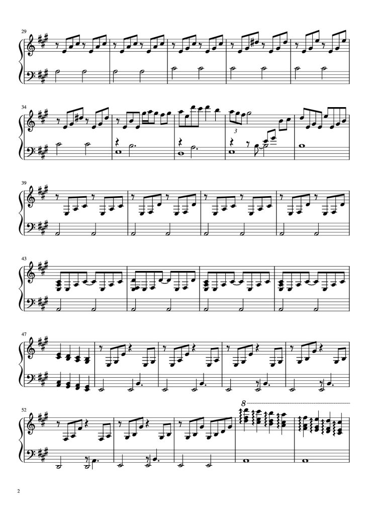 Page 2 of the piano sheet music PDF Piano – Chiquitita Piano by ABBA