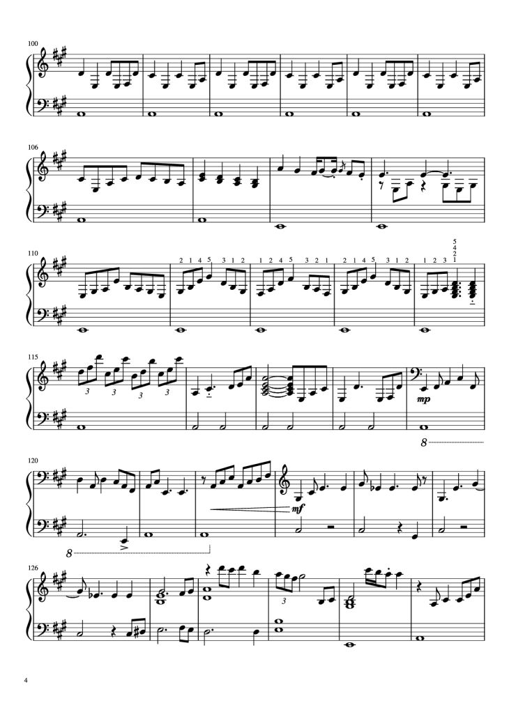 Page 4 of the piano sheet music PDF Piano – Chiquitita Piano by ABBA