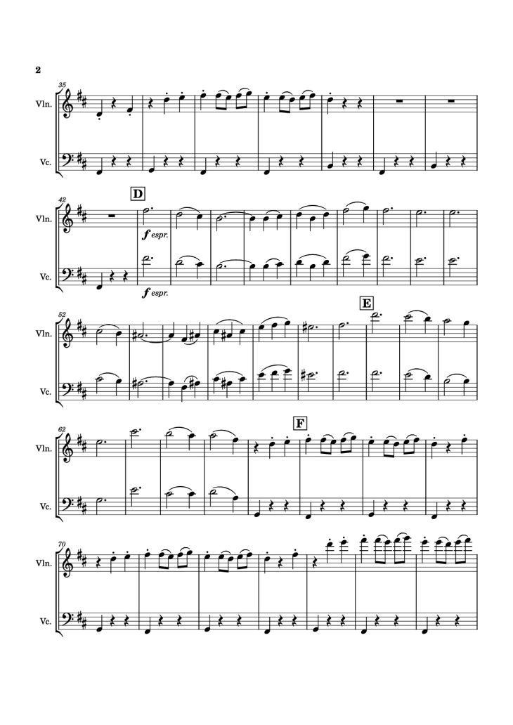 Page 2 of the piano sheet music PDF – Waltz No. 2 Violin by Dmitri Shostakovich