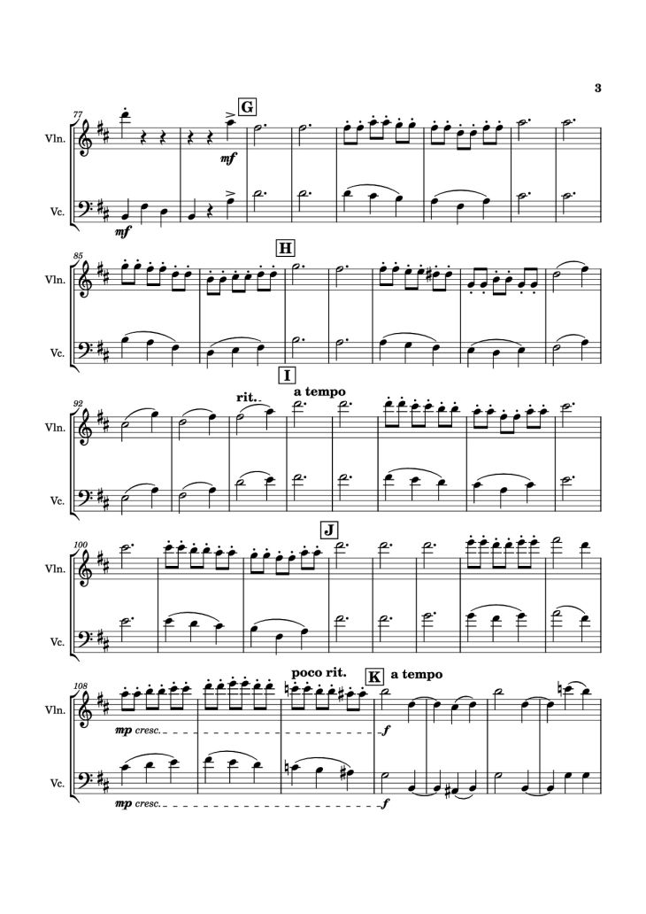 Page 3 of the piano sheet music PDF – Waltz No. 2 Violin by Dmitri Shostakovich