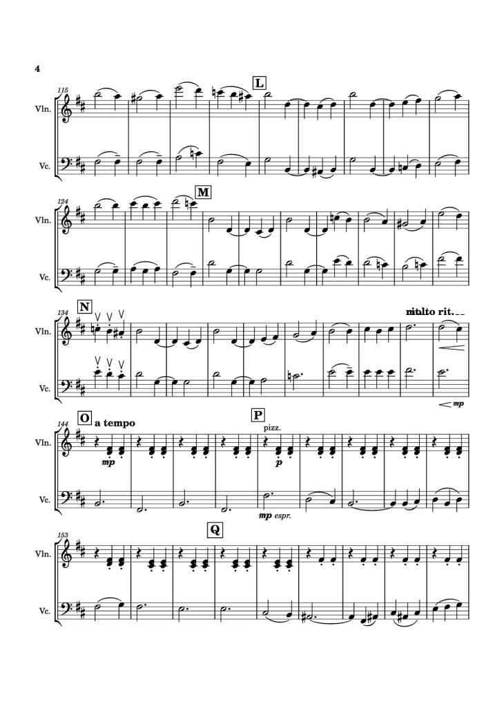 Page 4 of the piano sheet music PDF – Waltz No. 2 Violin by Dmitri Shostakovich