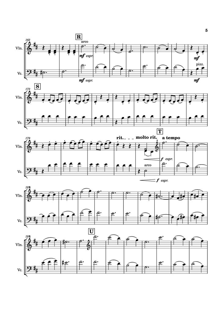 Page 5 of the piano sheet music PDF – Waltz No. 2 Violin by Dmitri Shostakovich