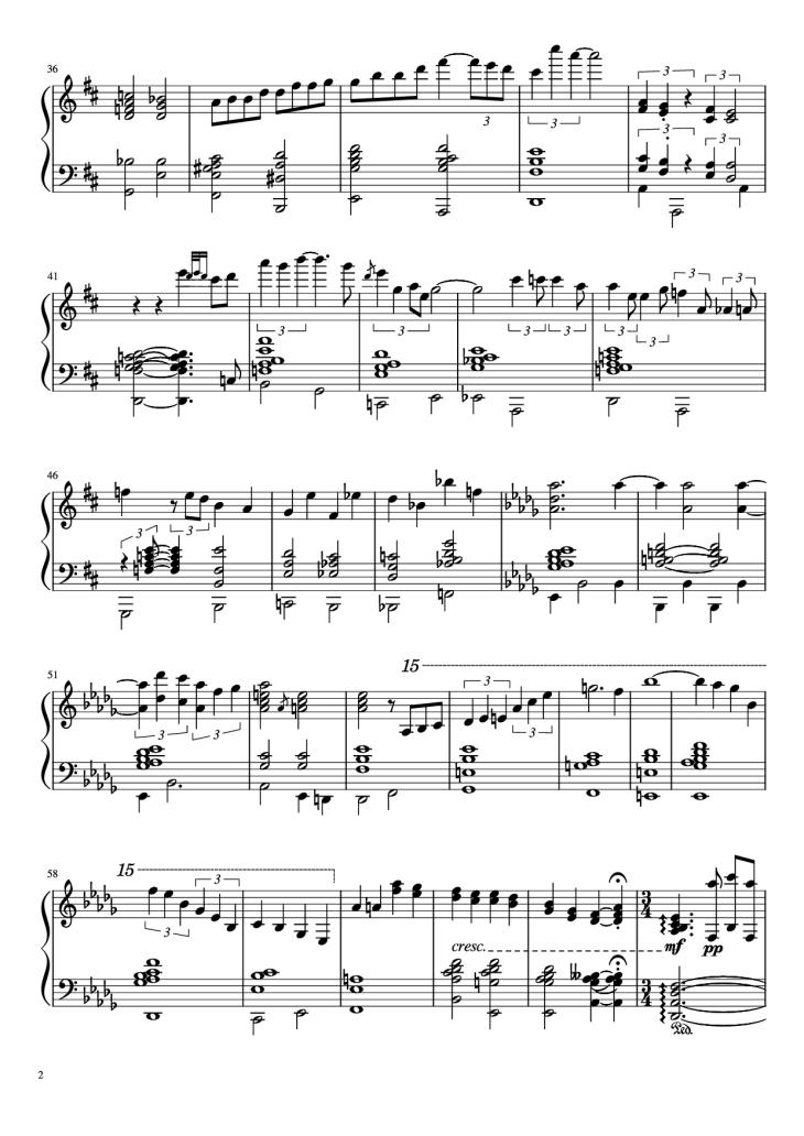 Page 2 of the piano sheet music PDF Piano – E