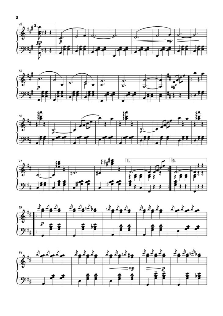 Page 2 of the piano sheet music PDF Piano – The Skaters Waltz Piano by Music by Emile Waldteufel