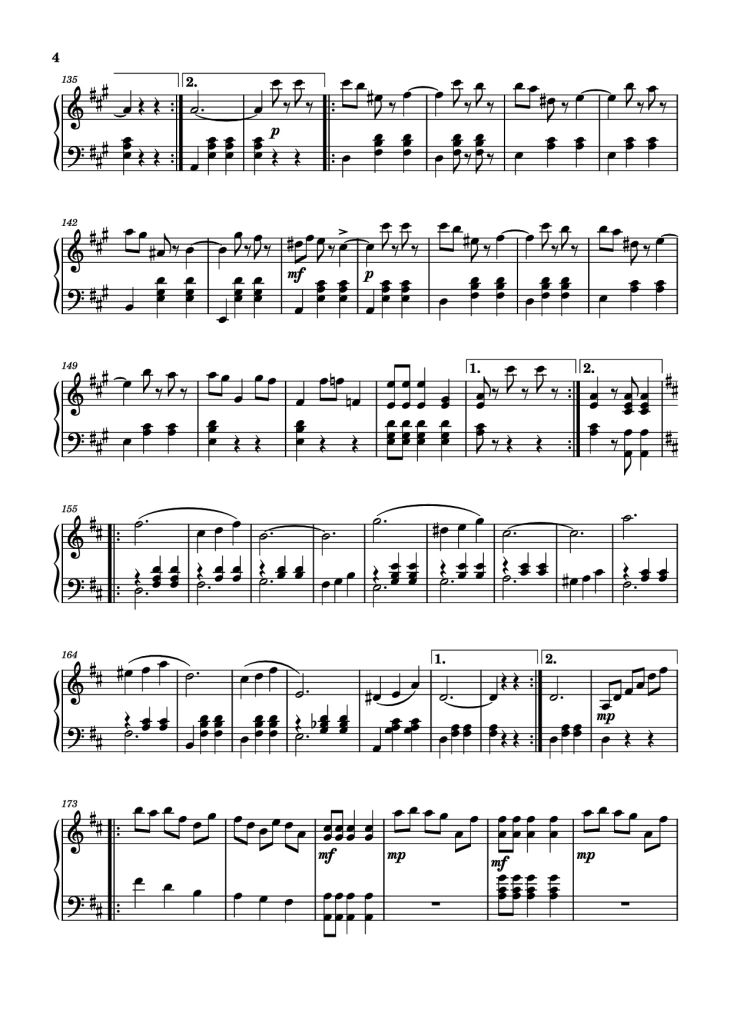Page 4 of the piano sheet music PDF Piano – The Skaters Waltz Piano by Music by Emile Waldteufel
