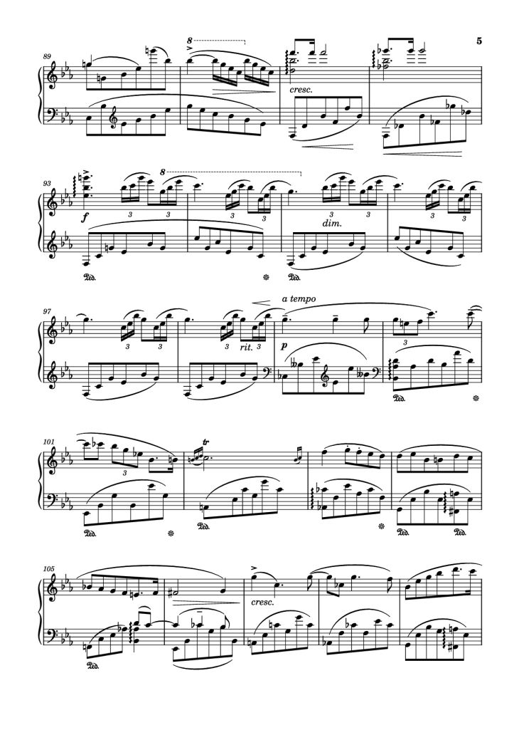 Page 5 of the piano sheet music PDF Piano – Nocturne (Diana) Opus 24 No. 1 by Sergei Eduardovich Bortkiewicz