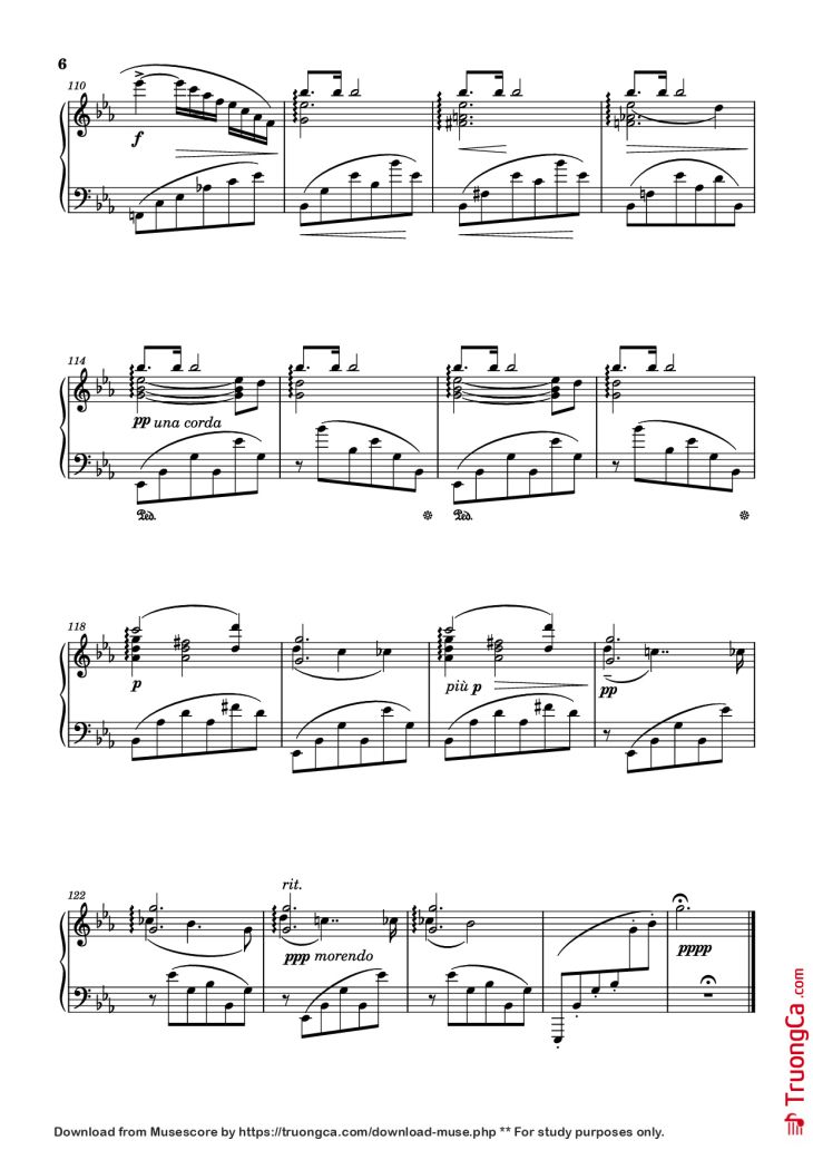 Page 6 of the piano sheet music PDF Piano – Nocturne (Diana) Opus 24 No. 1 by Sergei Eduardovich Bortkiewicz