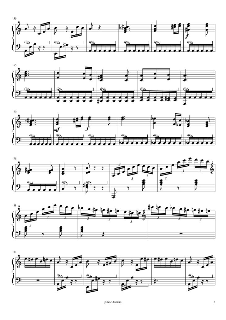 Page 3 of the piano sheet music PDF Piano – Für Elise Piano by Beethoven