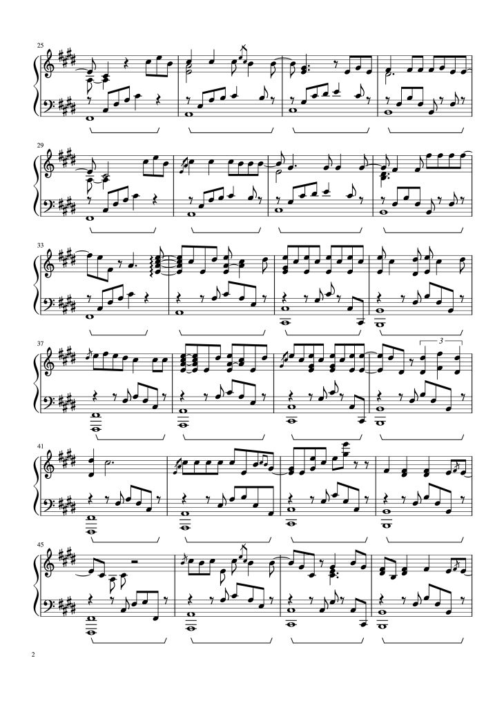 Page 2 of the piano sheet music PDF Piano – Summertime Sadness Piano by Lana Del Rey