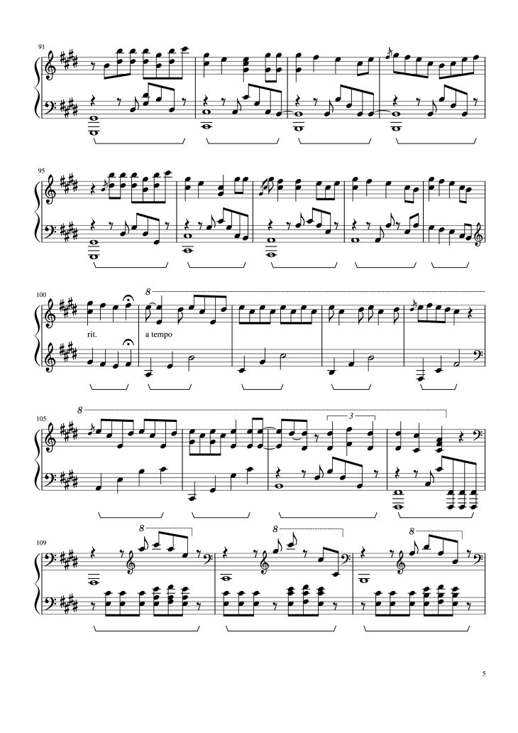 Page 5 of the piano sheet music PDF Piano – Summertime Sadness Piano by Lana Del Rey