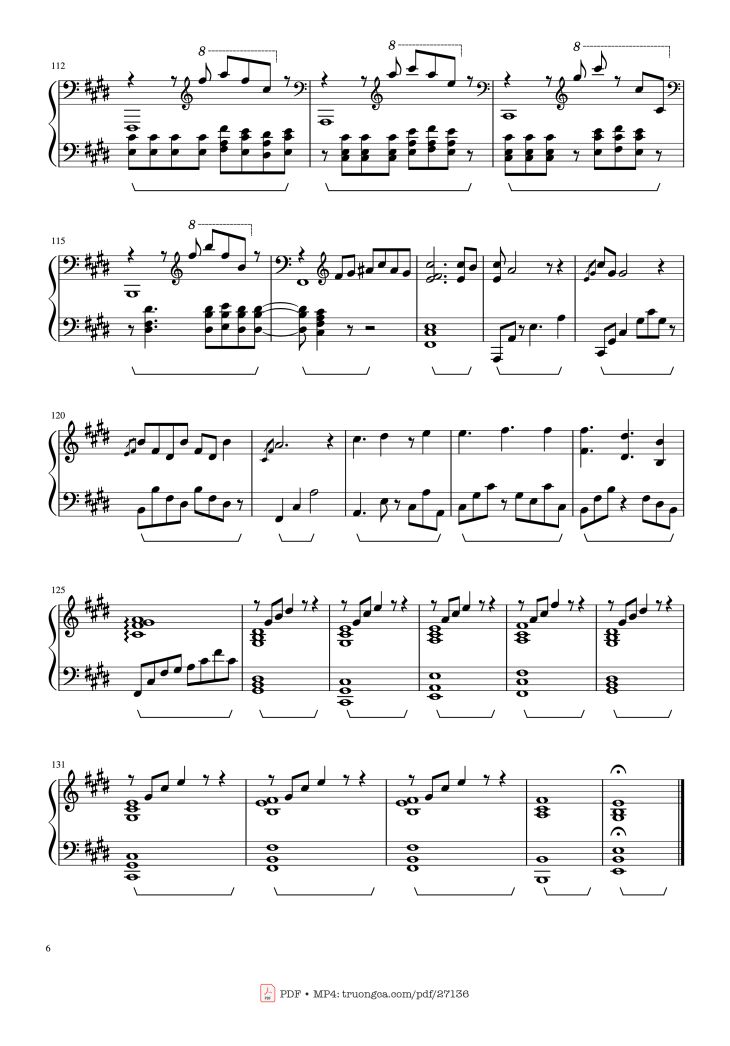 Page 6 of the piano sheet music PDF Piano – Summertime Sadness Piano by Lana Del Rey