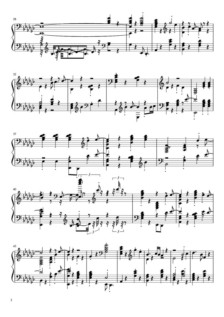 Page 2 of the piano sheet music PDF Piano – Mac Demarco - Chamber of Reflection Piano by Mac Demarco