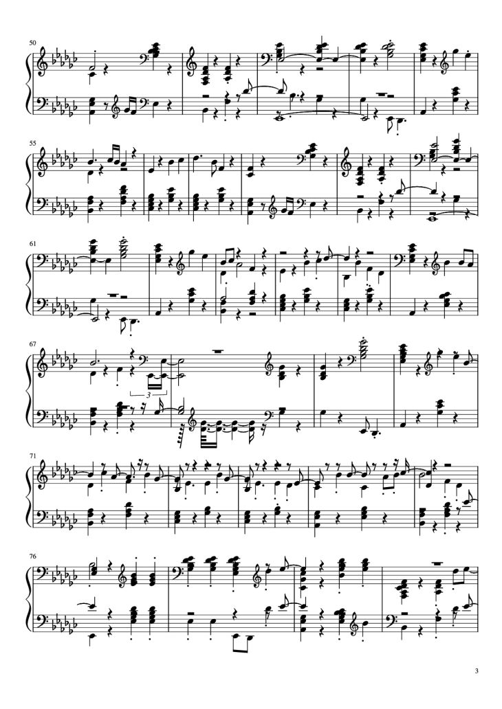 Page 3 of the piano sheet music PDF Piano – Mac Demarco - Chamber of Reflection Piano by Mac Demarco
