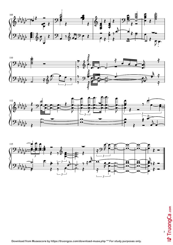 Page 5 of the piano sheet music PDF Piano – Mac Demarco - Chamber of Reflection Piano by Mac Demarco