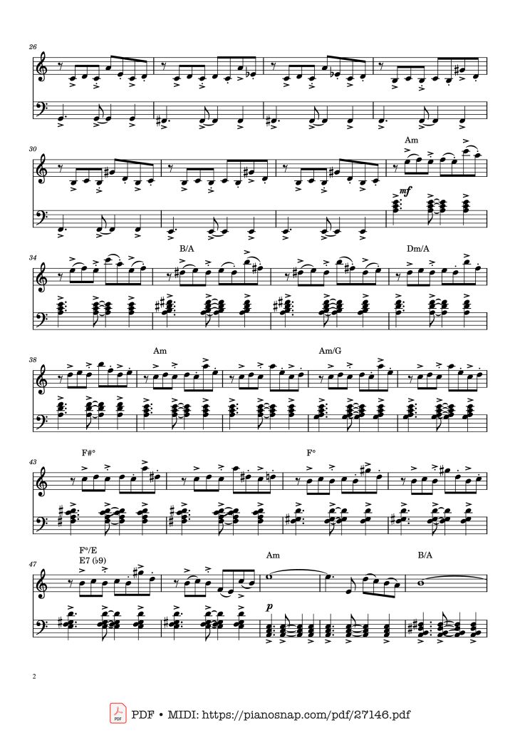 Page 2 of the piano sheet music PDF Piano – Libertango Piano by Astor Piazolla