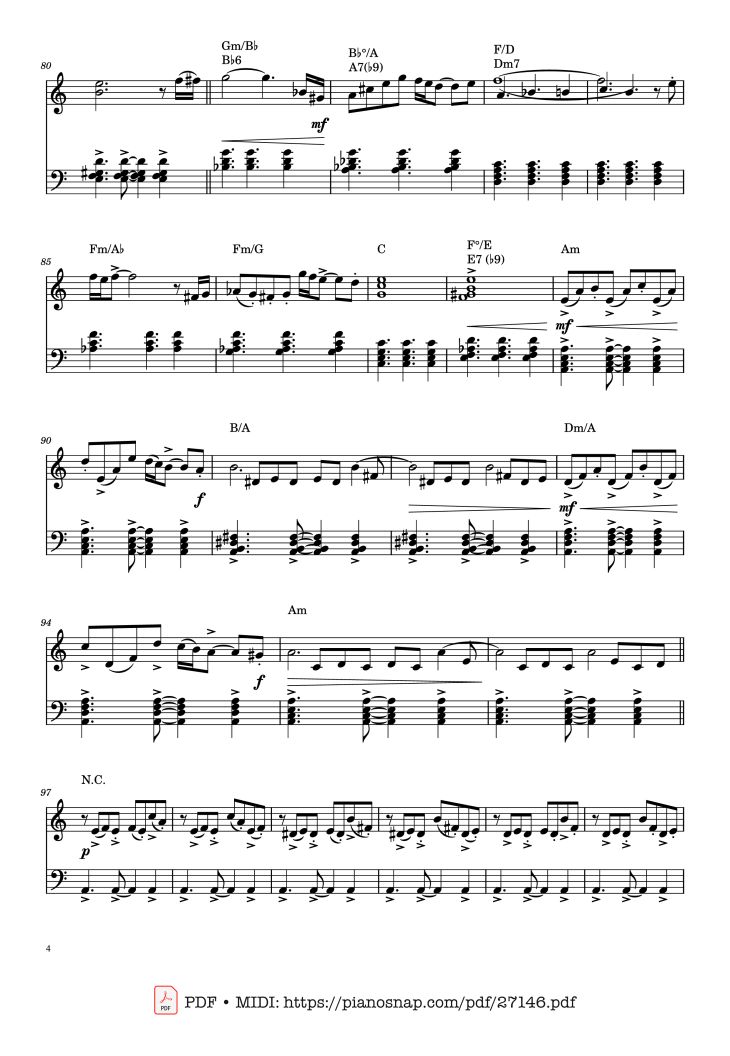 Page 4 of the piano sheet music PDF Piano – Libertango Piano by Astor Piazolla