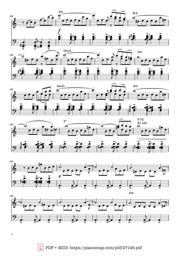 Page 6 of the piano sheet music PDF Piano – Libertango Piano by Astor Piazolla