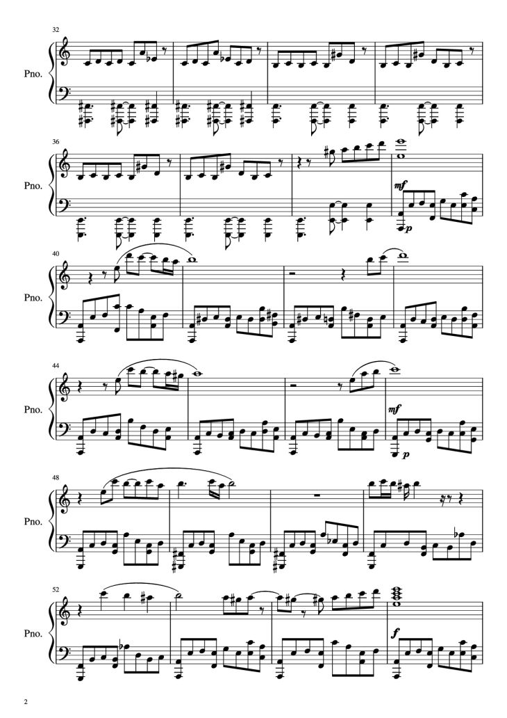 Page 2 of the piano sheet music PDF Piano – Libertango Piano (intermediate) by Astor Piazzolla