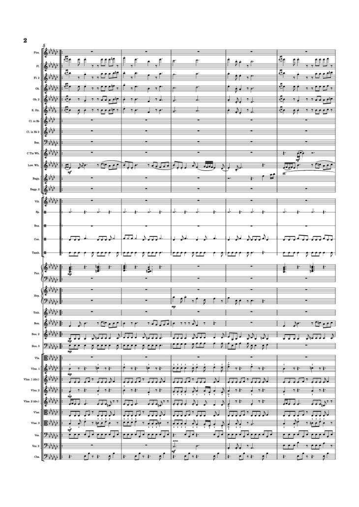 Page 2 of the piano sheet music PDF Piano – Dusk Falls Piano by Hiroki Morishita