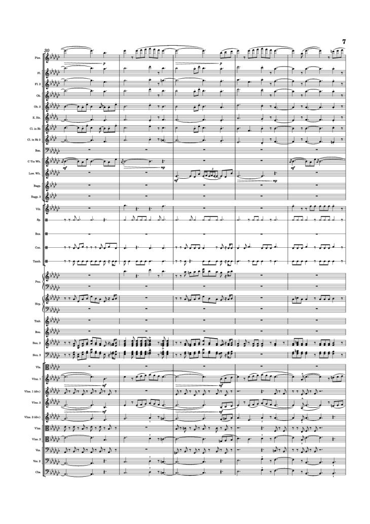 Page 7 of the piano sheet music PDF Piano – Dusk Falls Piano by Hiroki Morishita