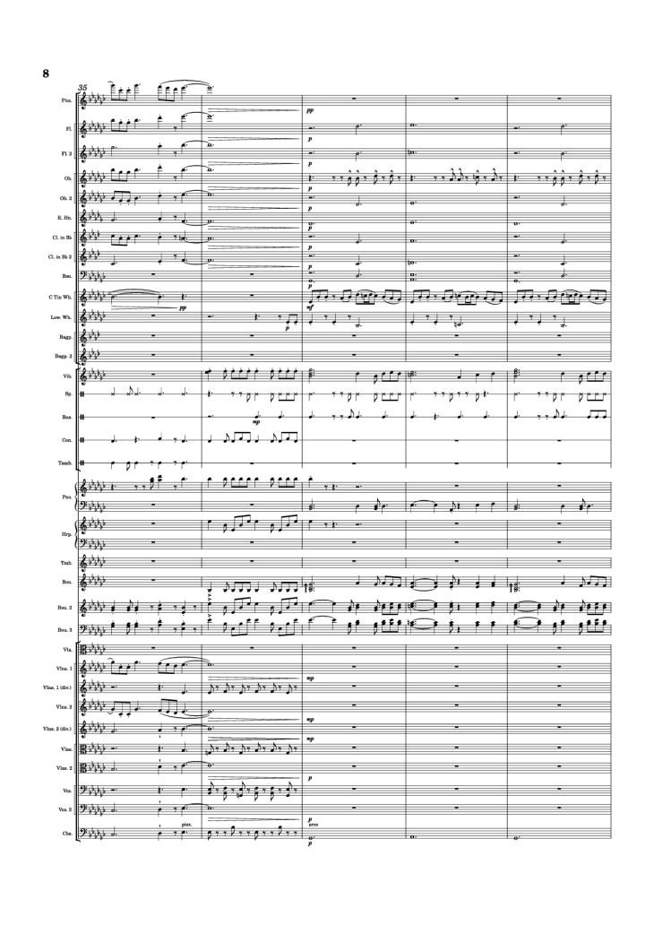 Page 8 of the piano sheet music PDF Piano – Dusk Falls Piano by Hiroki Morishita