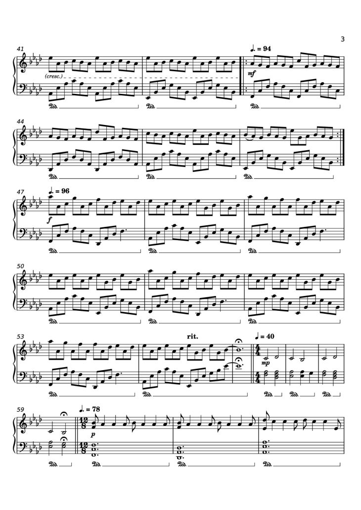Page 3 of the piano sheet music PDF Piano – Nuvole Bianchi Piano by Undefined