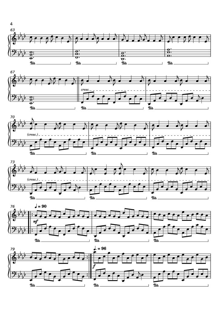 Page 4 of the piano sheet music PDF Piano – Nuvole Bianchi Piano by Undefined
