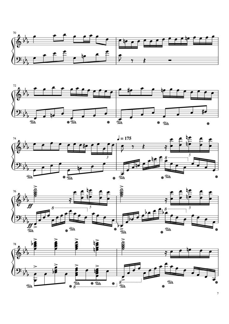 Page 7 of the piano sheet music PDF Piano – Beethoven Virus but it