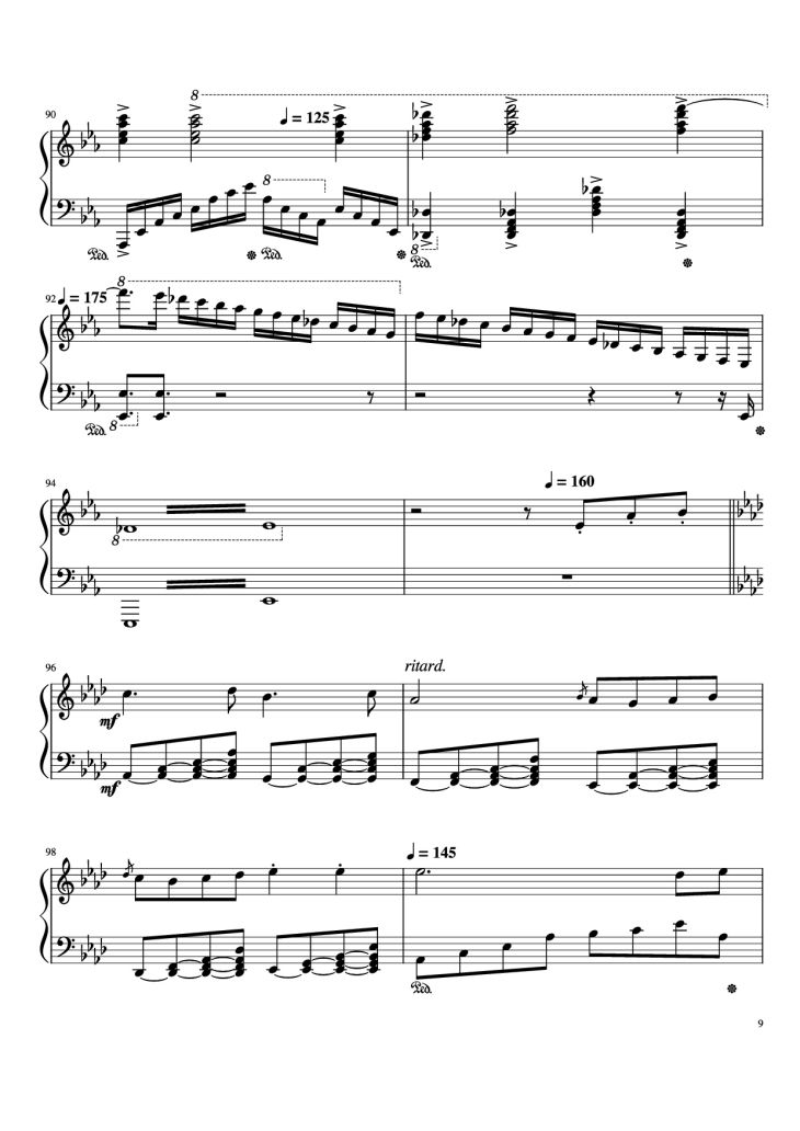 Page 9 of the piano sheet music PDF Piano – Beethoven Virus but it
