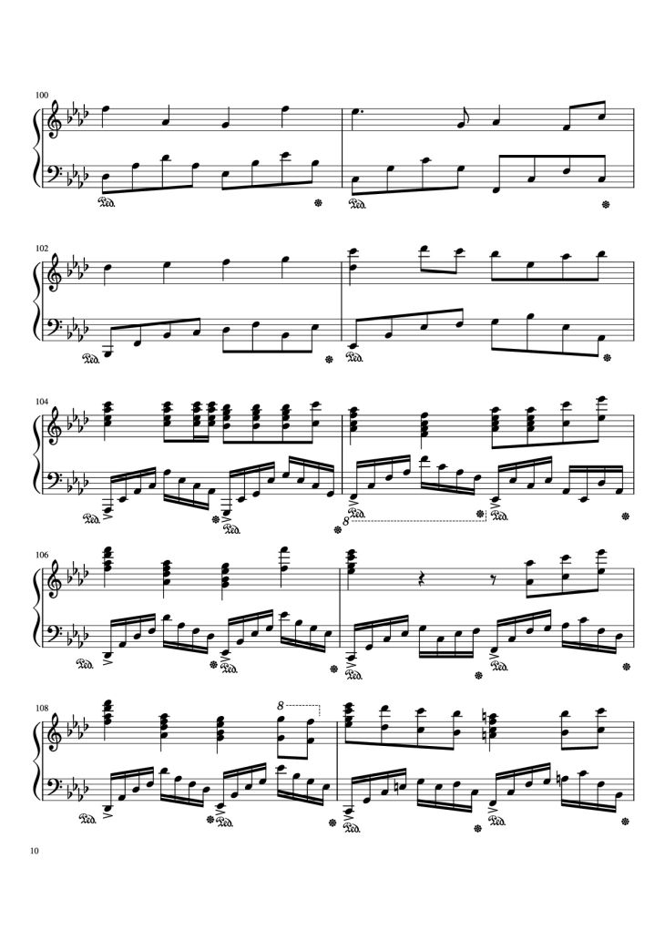 Page 10 of the piano sheet music PDF Piano – Beethoven Virus but it